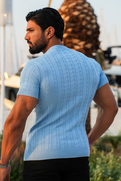 THE CABLE SHORT SLEEVE T-SHIRT - LIGHT BLUE