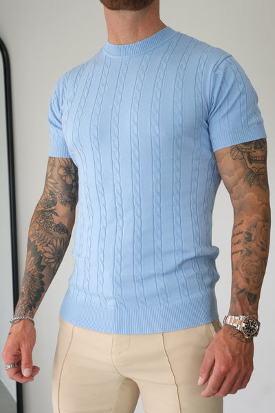 THE CABLE SHORT SLEEVE T-SHIRT - LIGHT BLUE